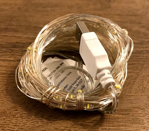 BENSONS LAMPKI DRUCIK 100 LED 10M USB BIAŁY CIEPŁY