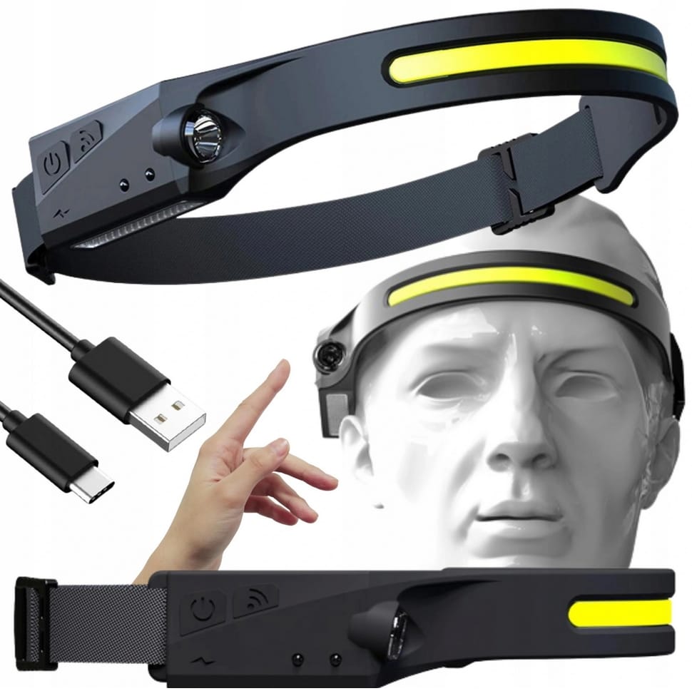 LATARKA CZOŁOWA LED CZUJNIK RUCHU CZOŁÓWKA AKUMULATOR USB 41 LED