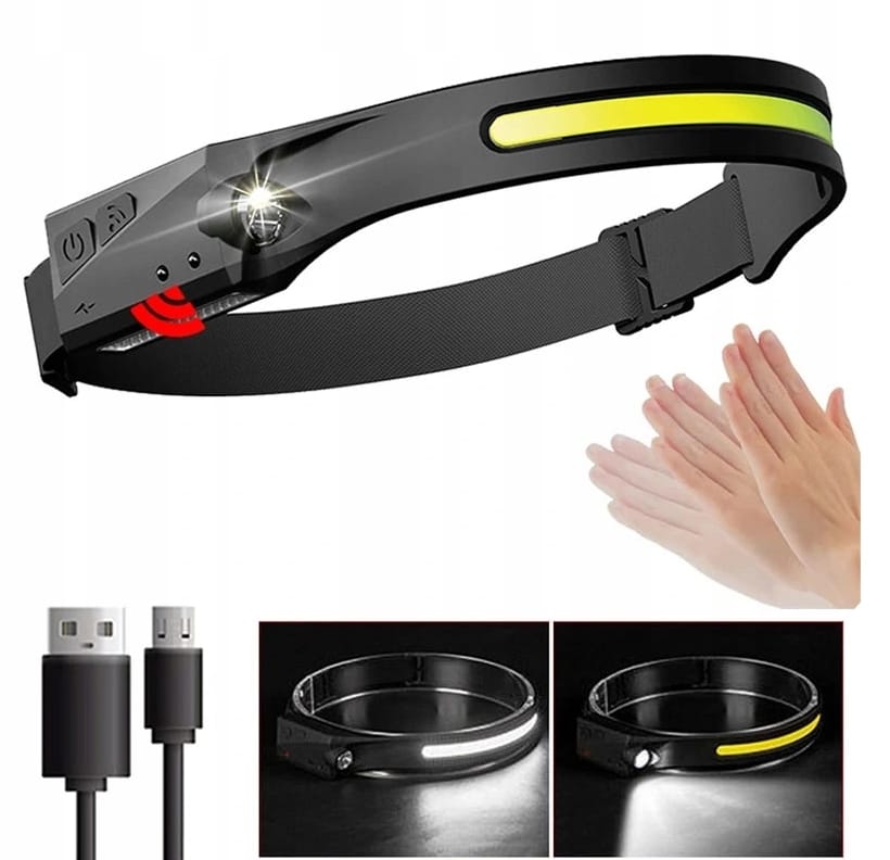 LATARKA CZOŁOWA LED CZUJNIK RUCHU CZOŁÓWKA AKUMULATOR USB 41 LED - obrazek 3