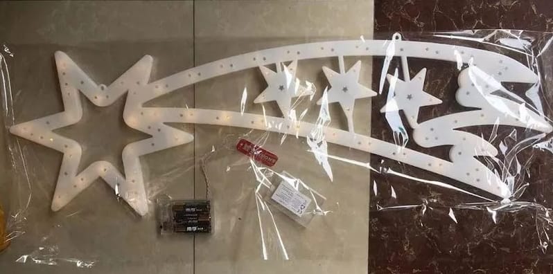 OZDOBA LED KOMETA NA BATERIE OKNO GWIAZDA BIAŁY CIEPŁY XXL 75CM - obrazek 2