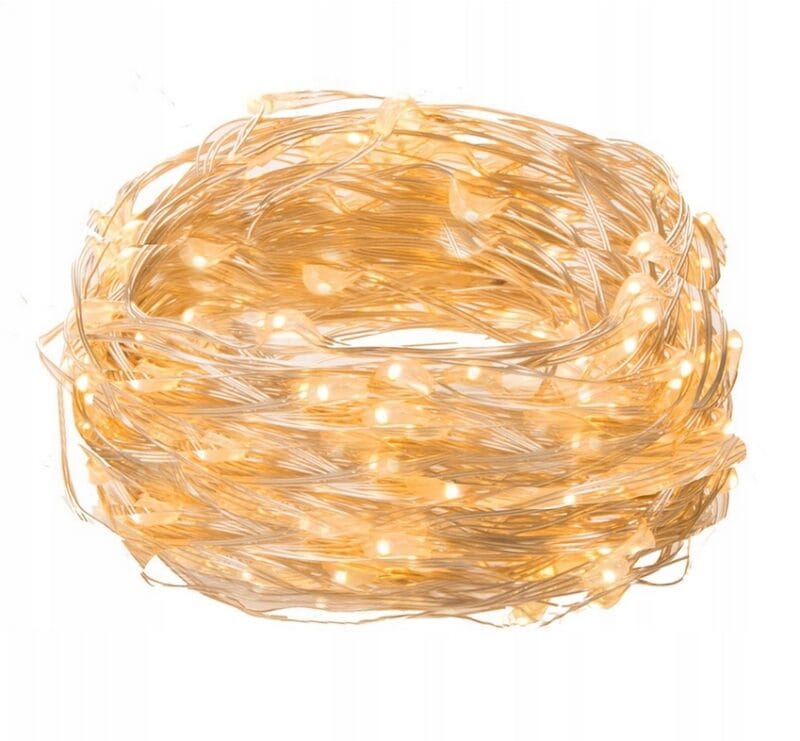 LAMPKI DRUCIK DRUCIKI 100 LED NA BATERIE BIAŁY CIEPŁY 3X AA