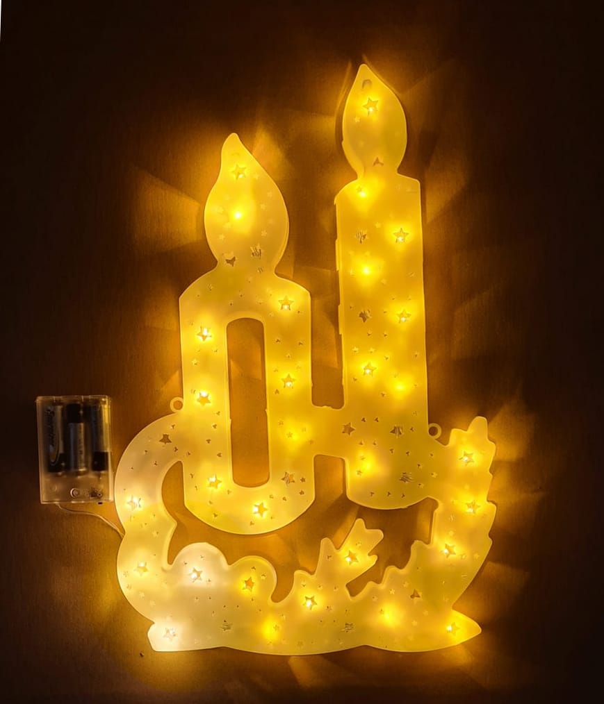 OZDOBA LED ŚWIECZNIK LAMPKI BIAŁY CIEPŁY XXL 42CM