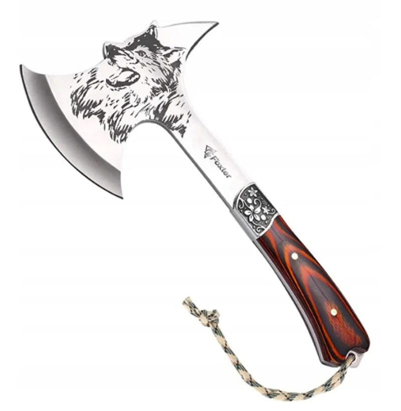 TOPOREK NÓŻ SIEKIERA TOMAHAWK TOPÓR WOLF ETUI 32CM