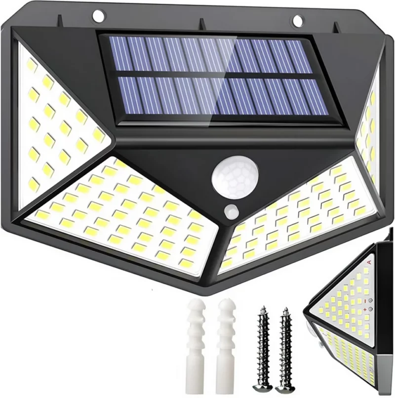 LAMPA SOLARNA KINKIET SMD 100 LED CZUJNIK RUCHU I ZMIERZCHU