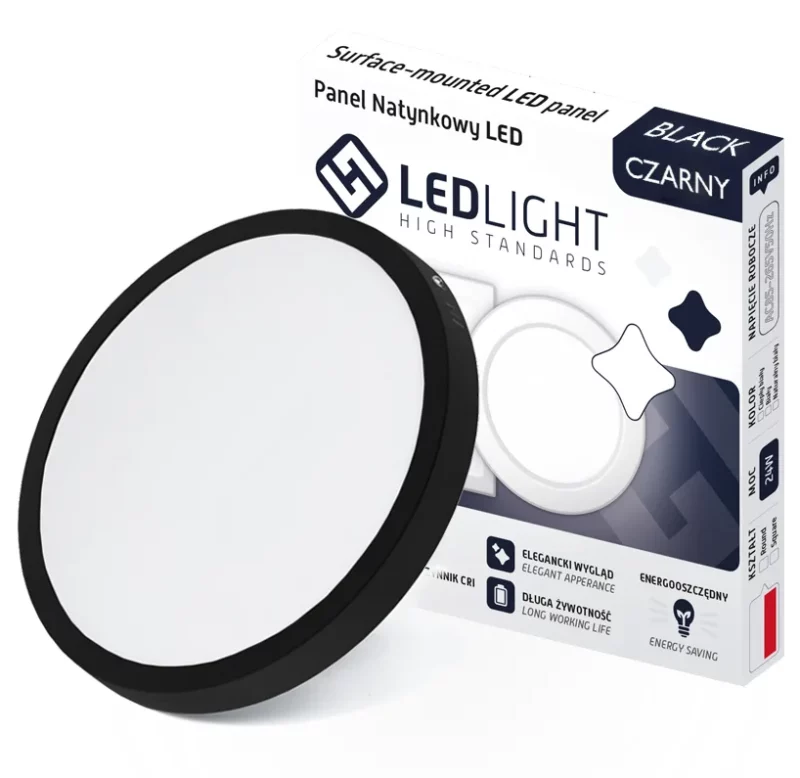 PLAFON LED PANEL NIEMRUGAJĄCY NATYNKOWY CCD CZARNY NEUTRALNY 24W