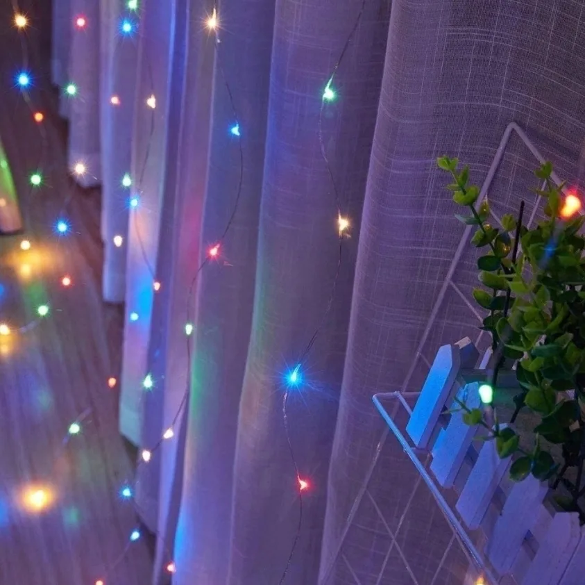 KURTYNA ŚWIETLNA LED DRUCIK USB LAMPKI SOPLE PILOT USB MULTIKOLOR 2X2M - obrazek 5