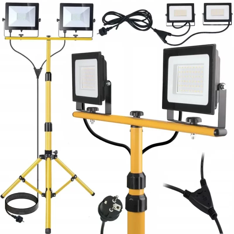 NAŚWIETLACZ LAMPA LED STATYW STOJAK ROBOCZY 200W IP66 150CM PREMIUM