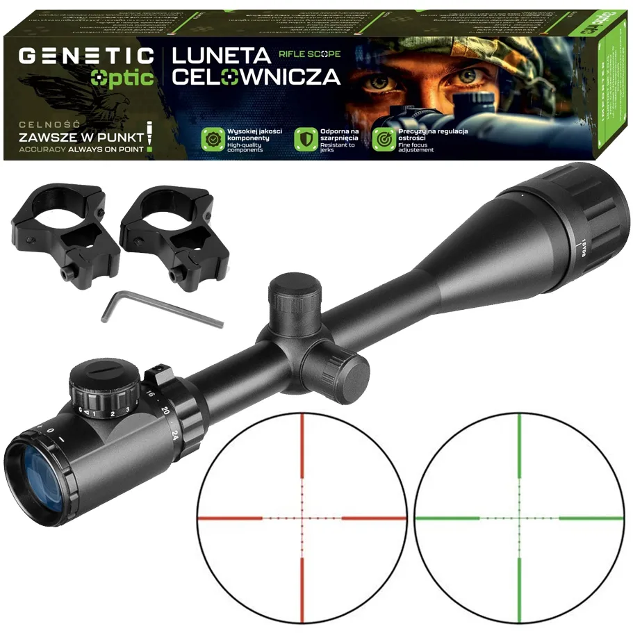 LUNETA CELOWNICZA 6-24X50AOEG ZOOM CELOWNIK PODŚWIETLANY MIL-DOT + MONTAŻ