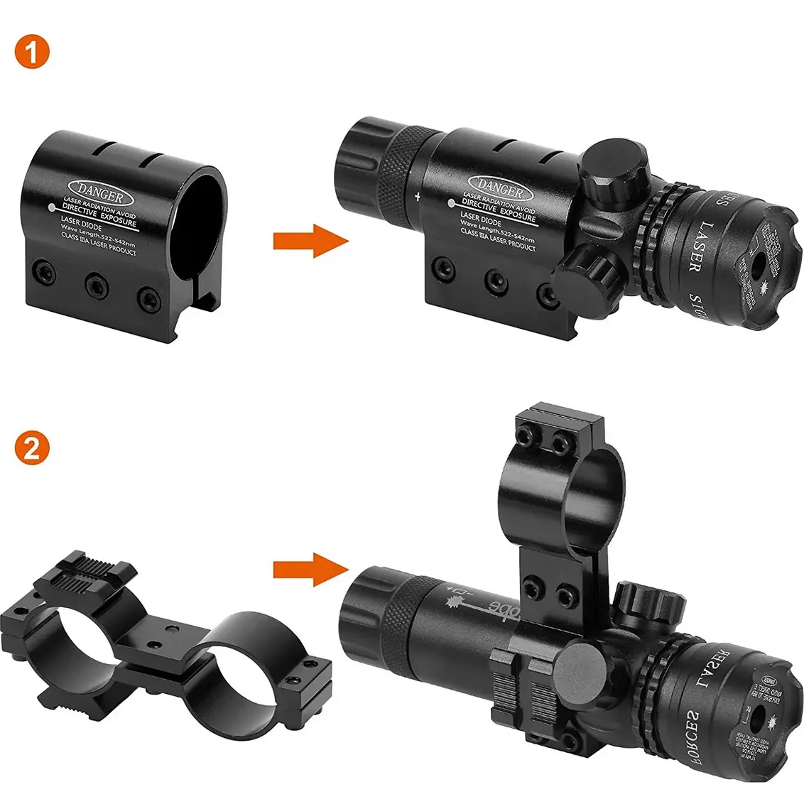 CELOWNIK LASEROWY LASER WSKAŹNIK DO WIATRÓWKI ASG ZESTAW CZERWONY SZYNA 11MM - obrazek 2