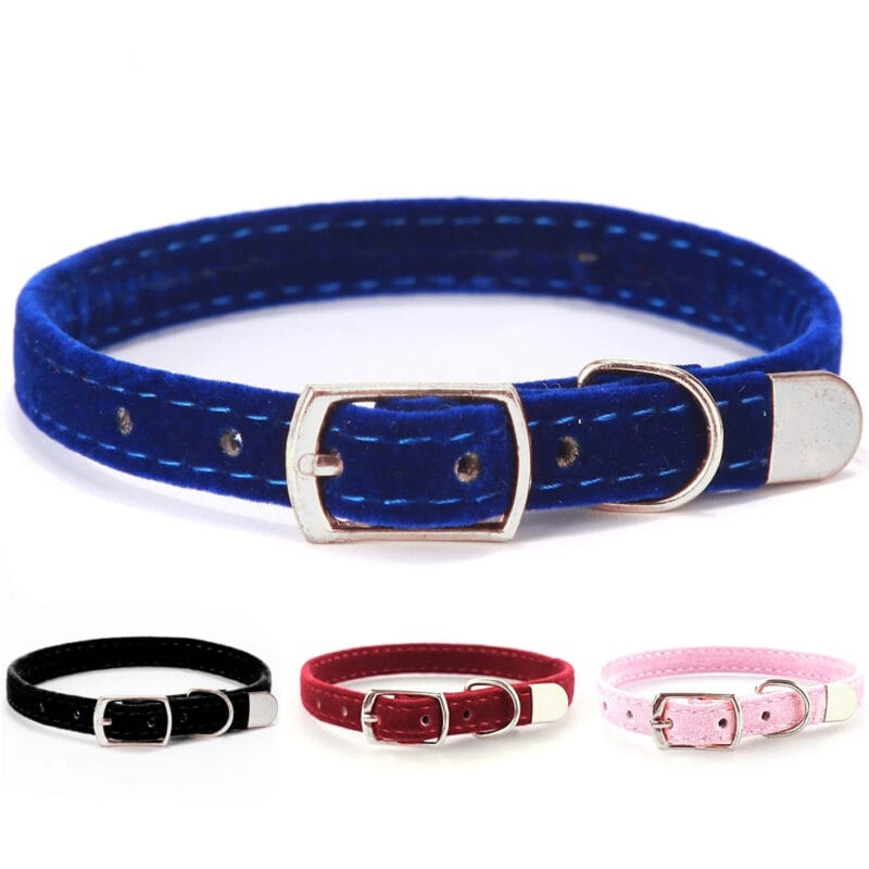 OBROŻA DLA KOTA PSA REGULOWANA MATERIAŁOWA Z OBSZYCIEM WELUROWA