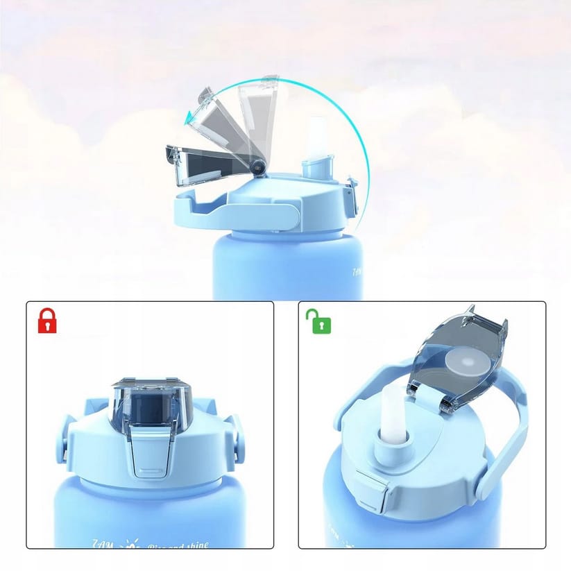 BIDON BUTELKA NA WODĘ DZBANEK PRZENOŚNY ZE SŁOMKĄ Z PODZIAŁKĄ 2L - obrazek 4