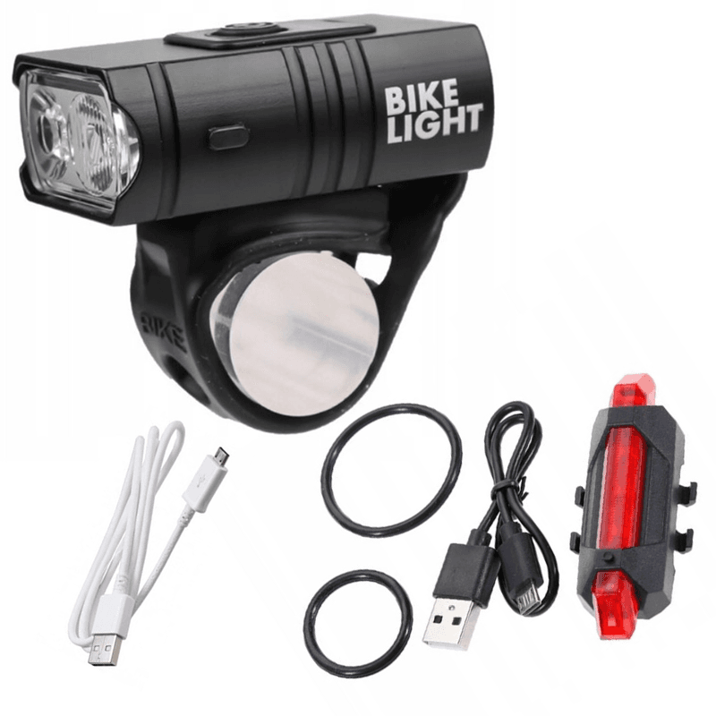 LAMPKA ROWEROWA LED PRZÓD TYŁ USB OŚWIETLENIE ZESTAW