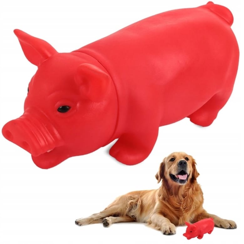 GUMOWA ZABAWKA DLA PSA PISZCZĄCA ŚWINKA GRYZAK 15CM