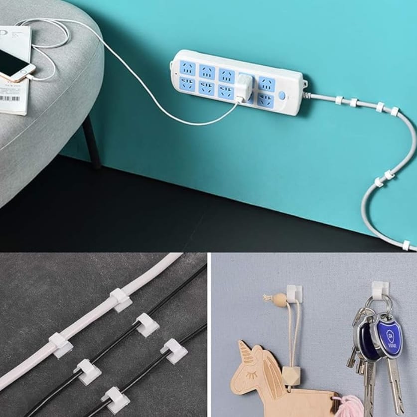 KLIPS DO KABLI SAMOPRZYLEPNY UCHWYT HAK NA KABLE PRZEWODY ELEKTRYCZNE MASKOWNICA ZESTAW 10SZT - obrazek 6