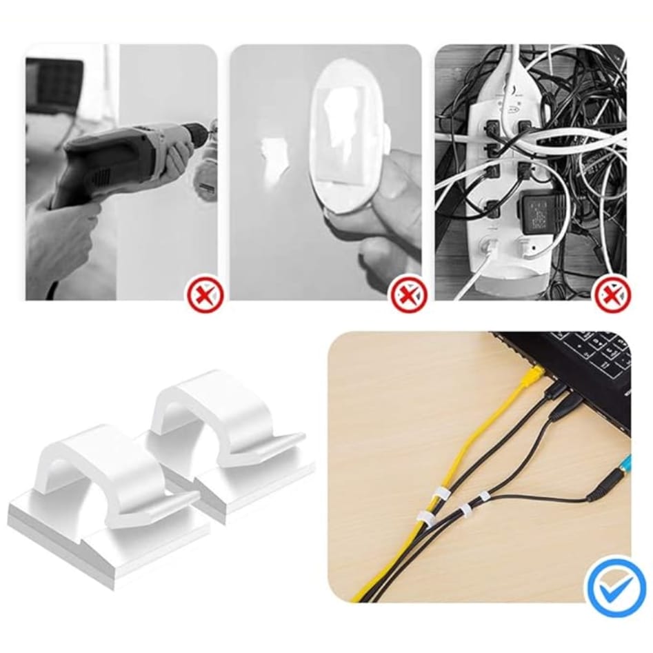 KLIPS DO KABLI SAMOPRZYLEPNY UCHWYT HAK NA KABLE PRZEWODY ELEKTRYCZNE MASKOWNICA ZESTAW 10SZT - obrazek 8