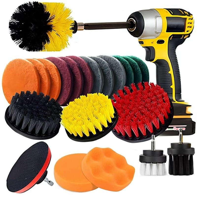 SZCZOTKI SPRZĄTAJĄCE NA WIERTARKĘ WKRĘTARKĘ CZYSZCZĄCE PADY ZESTAW 22EL