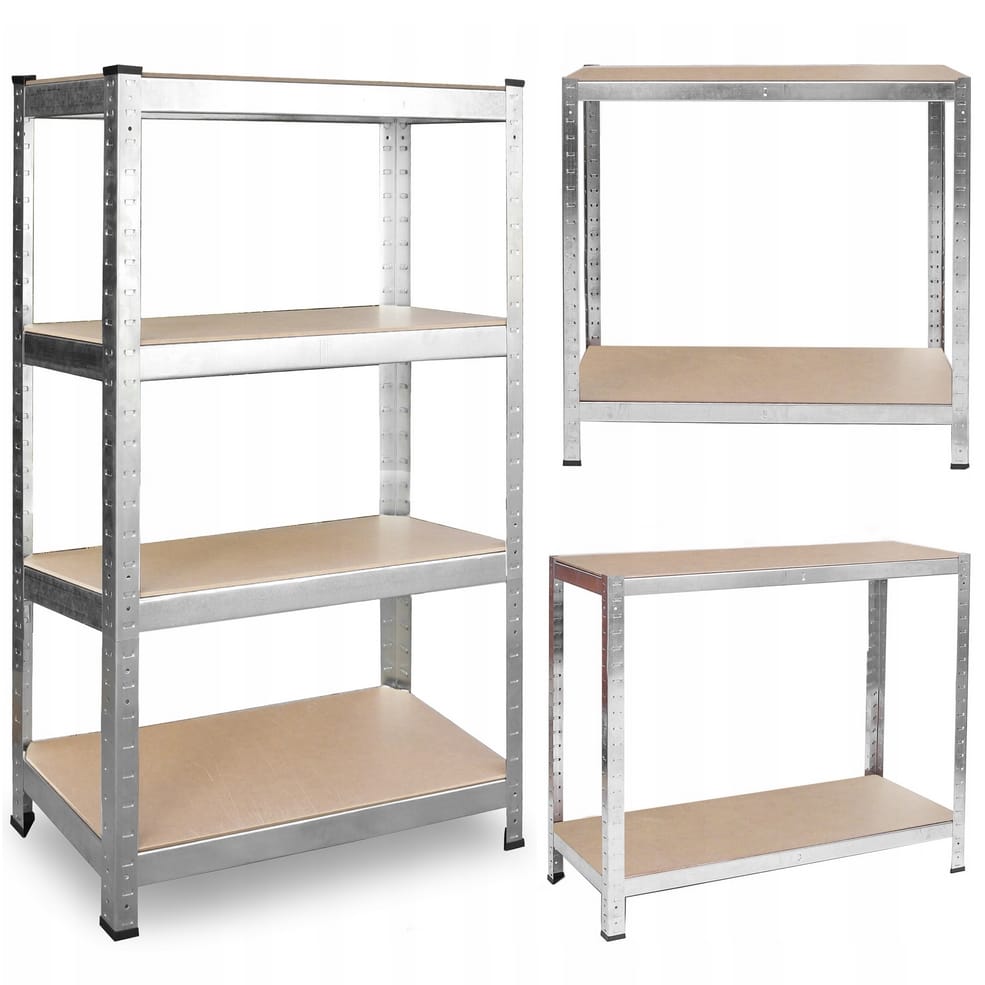 REGAŁ METALOWY MAGAZYNOWY GARAŻOWY SREBRNY 4 PÓŁKI 600KG 174X80X40