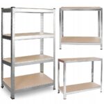 REGAŁ METALOWY MAGAZYNOWY GARAŻOWY SREBRNY 4 PÓŁKI 600KG 180X90X40