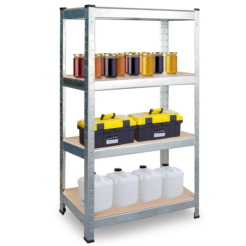 REGAŁ METALOWY MAGAZYNOWY GARAŻOWY SREBRNY 4 PÓŁKI 600KG 174X80X40 - obrazek 3