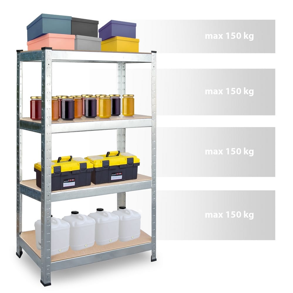 REGAŁ METALOWY MAGAZYNOWY GARAŻOWY SREBRNY 4 PÓŁKI 600KG 174X80X40 - obrazek 7