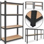 REGAŁ METALOWY MAGAZYNOWY GARAŻOWY CZARNY 4 PÓŁKI 540KG 150X75X30