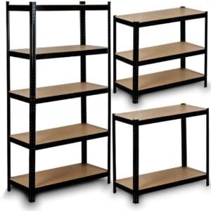 REGAŁ METALOWY MAGAZYNOWY GARAŻOWY CZARNY 5 PÓŁEK 875KG 180X90X30