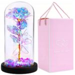 WIECZNA RÓŻA OZDOBA ŚWIECĄCA LED PREZENT SZKLANA KOPUŁA