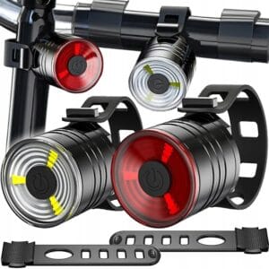 LAMPKA ROWEROWA LED PRZÓD TYŁ WODOODPORNA USB ZESTAW