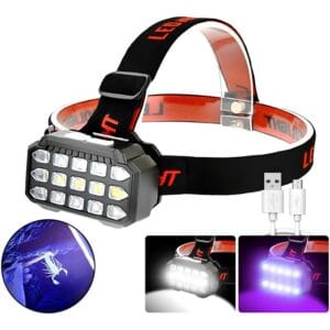 LATARKA CZOŁOWA UV LED DO KLIMATYZACJI BURSZTYNU CZOŁÓWKA AKUMULATOR USB