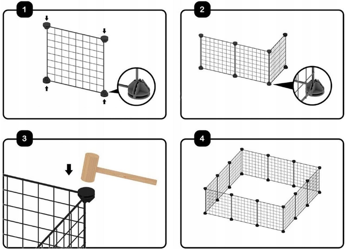 KOJEC KLATKA WYBIEG ZAGRODA DLA KRÓLIKÓW ŚWINKI KOTA PSA SZCZENIĄT 90X90CM - obrazek 6