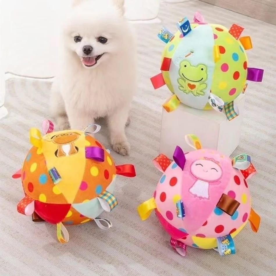 ZABAWKA DLA PSA KOTA PLUSZOWA PIŁKA PLUSZAK DZWONECZEK - obrazek 2