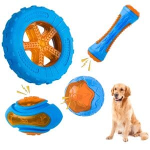 PREMIUM ZABAWKA DLA PSA GRYZAK SZCZOTKA DO ZĘBÓW GUMOWA PISZCZAŁKA PŁYWAJĄCA PISZCZĄCA ZESTAW 4SZT