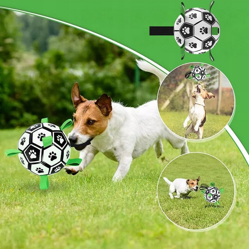 ZABAWKA DLA PSA KOTA PIŁKA FUTBOLOWA Z UCHWYTAMI 14CM - obrazek 7