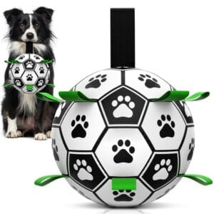 ZABAWKA DLA PSA KOTA PIŁKA FUTBOLOWA Z UCHWYTAMI 14CM
