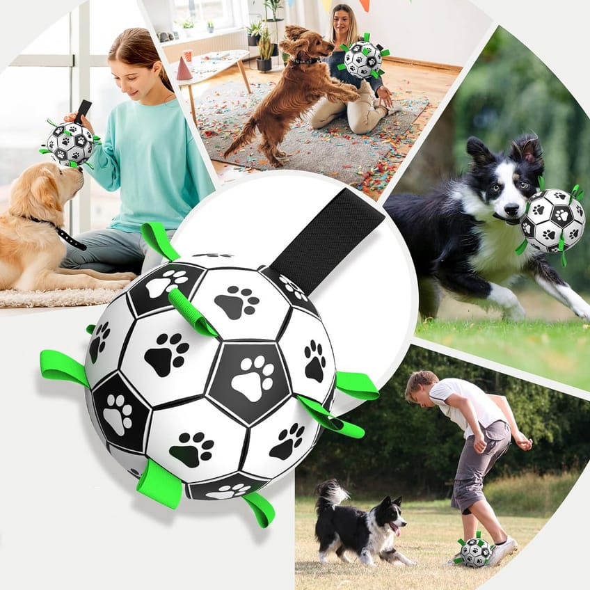 ZABAWKA DLA PSA KOTA PIŁKA FUTBOLOWA Z UCHWYTAMI 14CM - obrazek 10