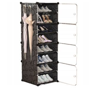 SZAFA MODUŁOWA SZAFKA REGAŁ MEBLE GARDEROBA PÓŁKI CZARNA POJEMNA DUŻA 8 POZIOMÓW