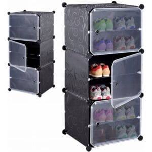 SZAFA MODUŁOWA SZAFKA REGAŁ MEBLE GARDEROBA PÓŁKI CZARNA POJEMNA DUŻA 6 POZIOMÓW