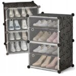 SZAFA MODUŁOWA SZAFKA REGAŁ MEBLE GARDEROBA PÓŁKI CZARNA POJEMNA DUŻA 4 POZIOMY