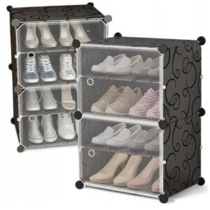 SZAFA MODUŁOWA SZAFKA REGAŁ MEBLE GARDEROBA PÓŁKI CZARNA POJEMNA DUŻA 4 POZIOMY