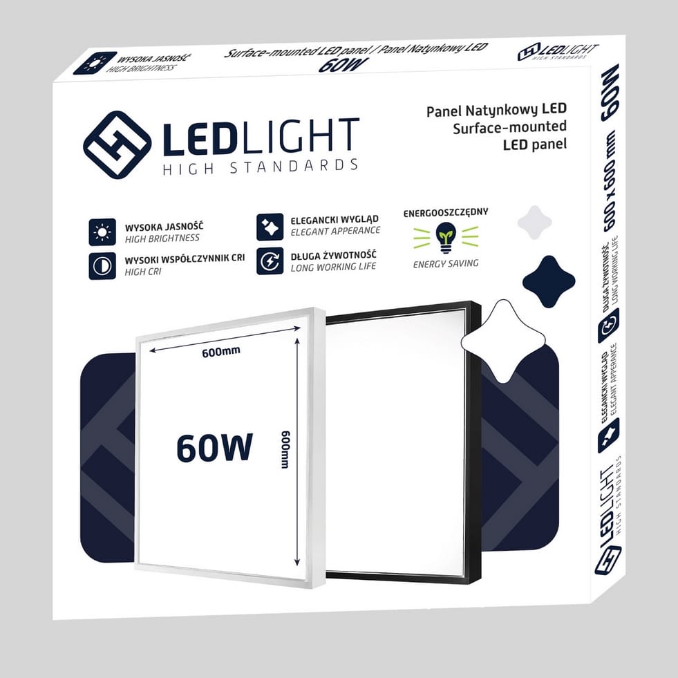 PLAFON LED PANEL NATYNKOWY NIEMRUGAJĄCY BIAŁY CCD NEUTRALNY 60X60CM 60W - obrazek 6
