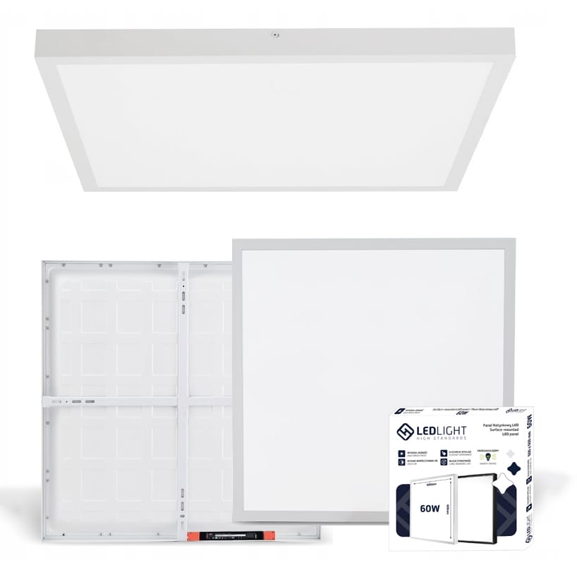 PLAFON LED PANEL NATYNKOWY NIEMRUGAJĄCY BIAŁY CCD NEUTRALNY 60X60CM 60W