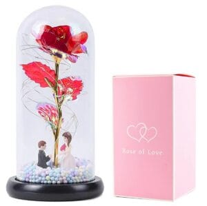 WIECZNA RÓŻA W SZKLE LED FIGURKI