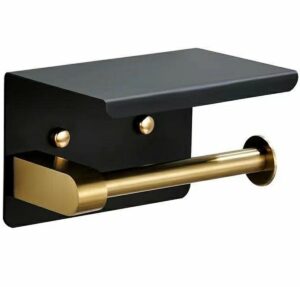 UCHWYT NA PAPIER Z PÓŁKĄ CZARNO-ZŁOTY