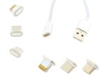 MAGNET. KABEL MICRO USB 3w1 SZARY