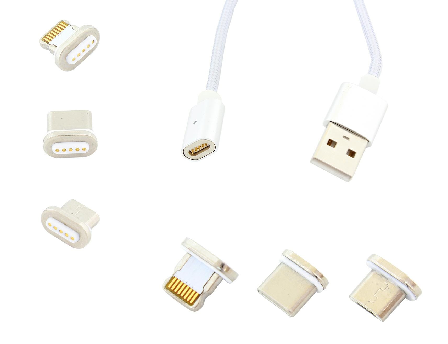 MAGNET. KABEL MICRO USB 3w1 SZARY