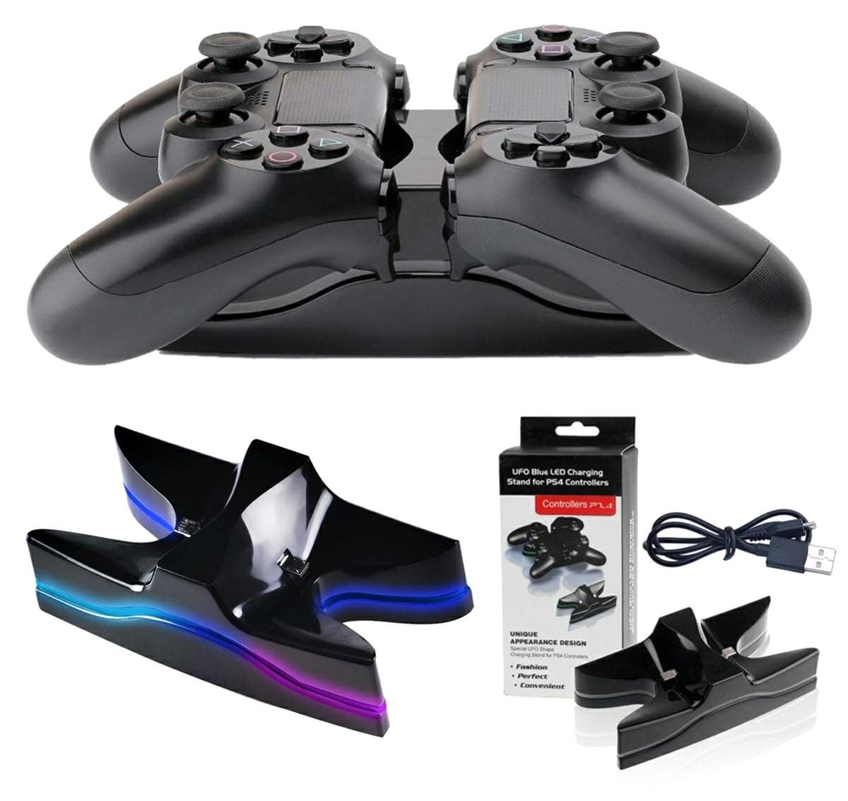 STACJA DOKUJĄCA 2 x PAD PS4 RGB