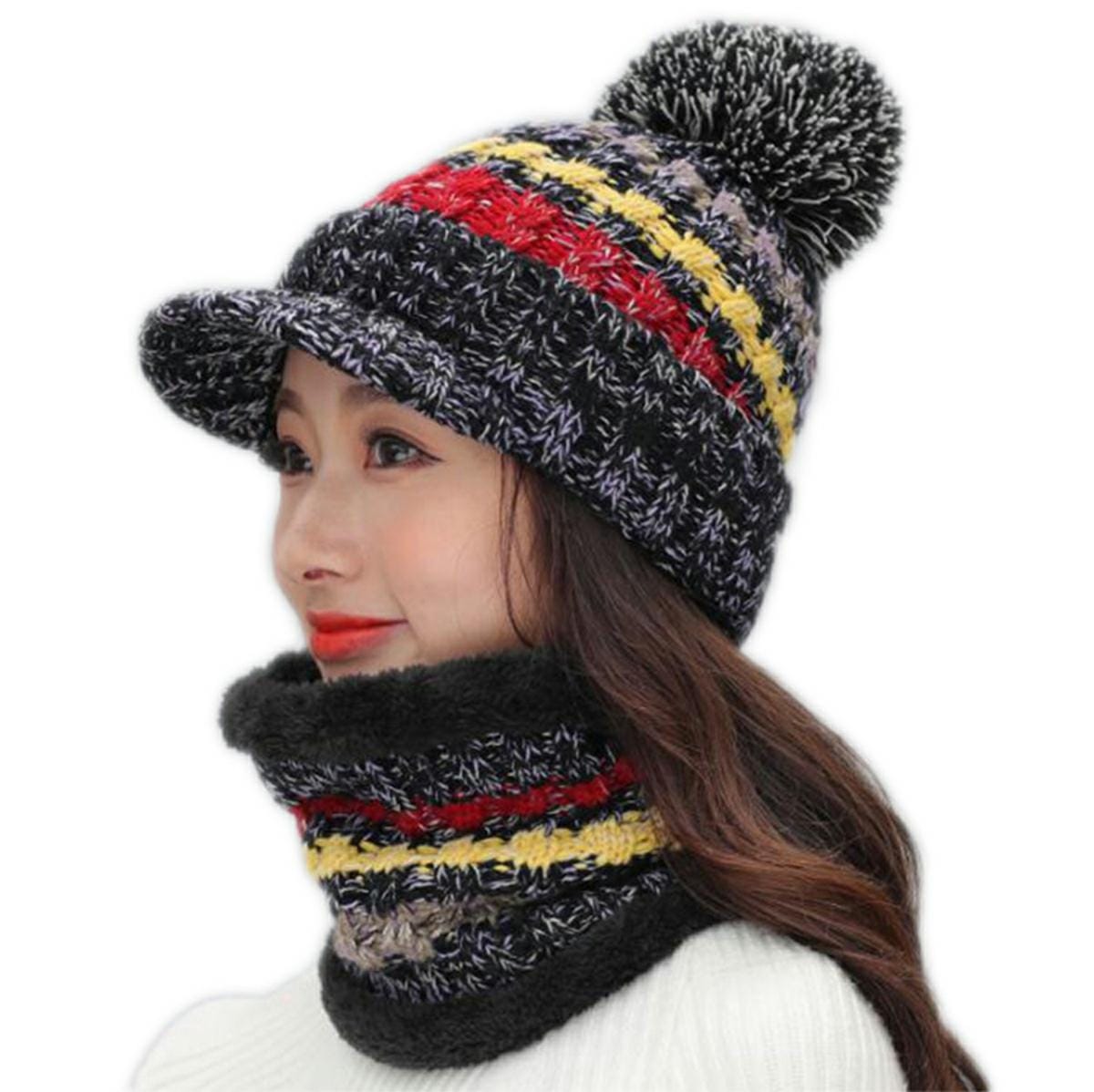 KOMPLET DAMSKI CZAPKA I SZAL BLACK