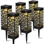 LAMPA SOLARNA OGRODOWA LED WBIJANA Z CZUJNIKIEM ZMIERZCHU SŁUPEK LATARNIA LAMPION ZESTAW 6SZT 29CM