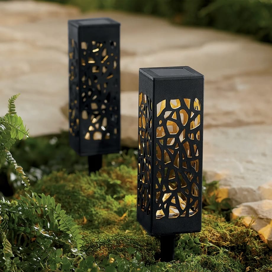 LAMPA SOLARNA OGRODOWA LED WBIJANA Z CZUJNIKIEM ZMIERZCHU SŁUPEK LATARNIA LAMPION ZESTAW 6SZT 29CM - obrazek 5