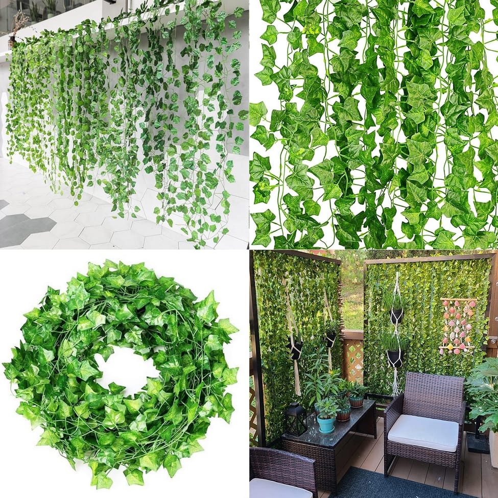 SZTUCZNY BLUSZCZ GIRLANDA NA ŚCIANĘ BALKON OZDOBNE LIŚCIE DEKORACYJNE 50M - obrazek 3